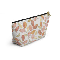 Cherry Plum Leaves Accessory Pouch w T-bottom in Coral